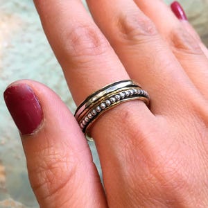 Stackable Ring, midi ring, dainty ring, Stacking Ring, wedding band, Skinny spinner Ring, Minimal ring, Silver Brass Ring Lucky one RK2523 image 5