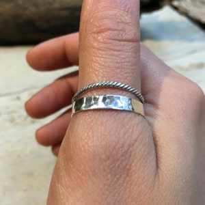 Double Stacking Ring, Skinny Ring, Minimal Ring, Stackable Silver Ring, Organic Silver ring, midi ring, dainty thumb ring - Spirit R2476