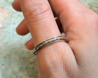 Stackable Ring, midi ring, dainty ring, Stacking Ring, wedding band, Skinny spinner Ring, Minimal ring, Silver Brass Ring - Lucky love R2530