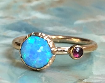 Anillo de oro macizo para madres, anillo con piedra de nacimiento, anillo familiar, regalo para mamá, anillo con piedras preciosas para mamá, joyería para madres, oro - Tan felices juntos RG2456