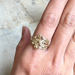 Hamsa ring,  against the evil eye, gold filled ring, brass hand ring, simple ring, dainty ring, statement filigree ring - Call me R2500