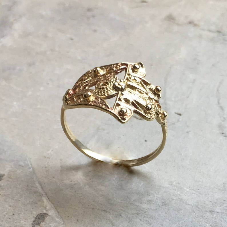 Hamsa ring, gold filled ring, brass hand ring, simple ring, dainty ring, statement filigree ring, against the evil eye Call me R2500 image 3