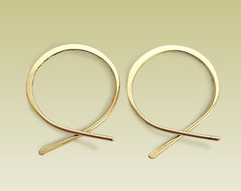 Gold Hoops, Threader earrings, Hoop Earrings, Loop Earrings, Simple Earrings, small earrings, dainty earrings, casual - Flirt E90029