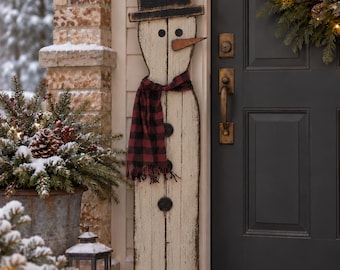 Primitive Snowman Porch Leaner, Winter Porch Decor, 5 FT Tall