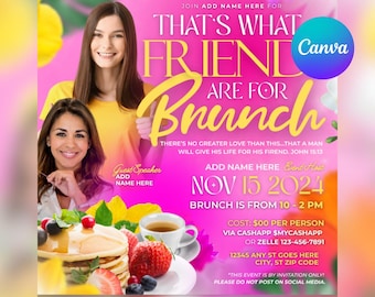 Plantilla de volante de brunch / Editable en Canva / Invitación de brunch para mujeres / Volante de evento religioso / Gráfico de brunch de amistad