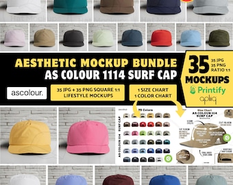 AS COLOUR 1114 Surf Cap Mockup Bundle, Aesthetic White Brick Background (Digital Download Jpg, Png)