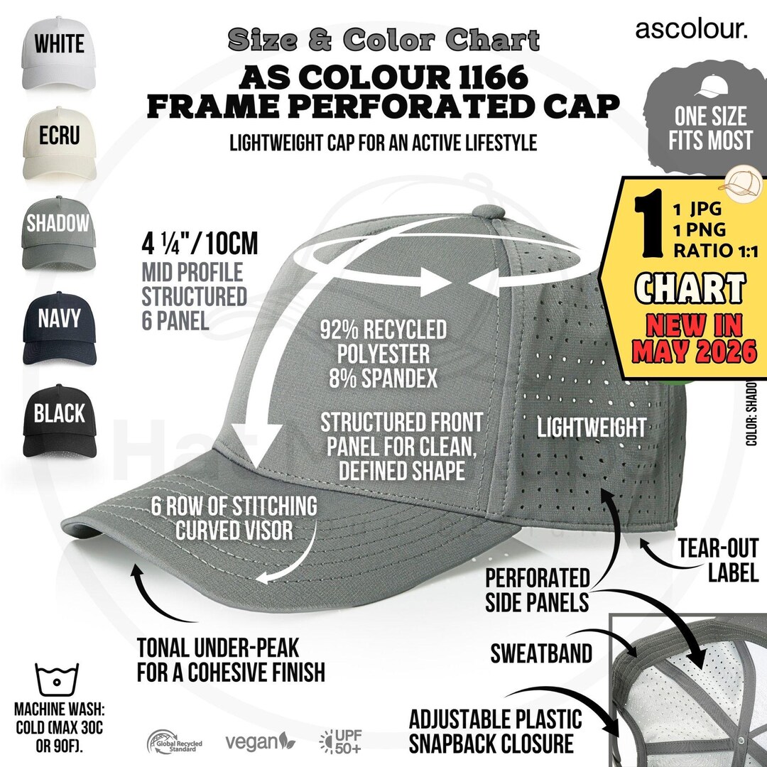 AS COLOUR 1166 Frame Perforated Cap Size and Color Chart (digital ...
