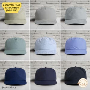 Eucalyptus, Storm, Smoke, Mineral, Powder, Lapis, Cobolt, Midnight Blue, Navy AS Colour 1114 Surf Cap Mockups for Digital Download. Printify Surf Caps For Etsy listings, Amazon lifestyle images, eBay, Walmart, Shopify Hat Shops. Jpg png square ratio.