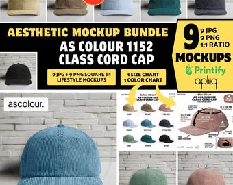 AS COLOUR 1152 Class Cord Cap MOCKUP Bundle, Aesthetic Mocks for Hat Sellers, Real Product Images (Jpg, Png)