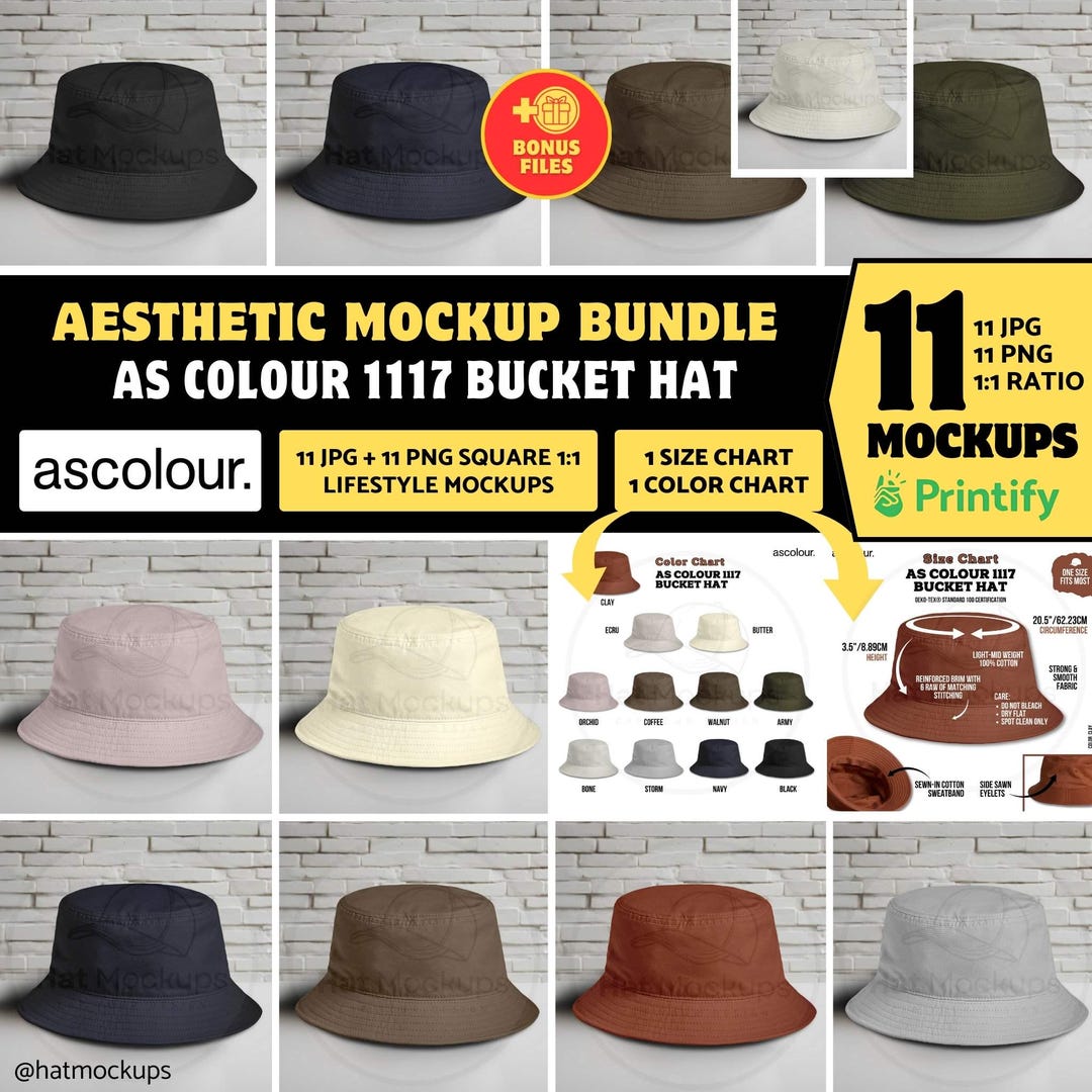 AS COLOUR 1117 Bucket Hat Mockup Bundle AS Colour Bucket Hat Aesthetic ...