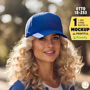 ROYAL OTTO 18-253 Baseball Cap Mockup, Blonde Female Modell Outdoors (Digital Download Jpg, Png)