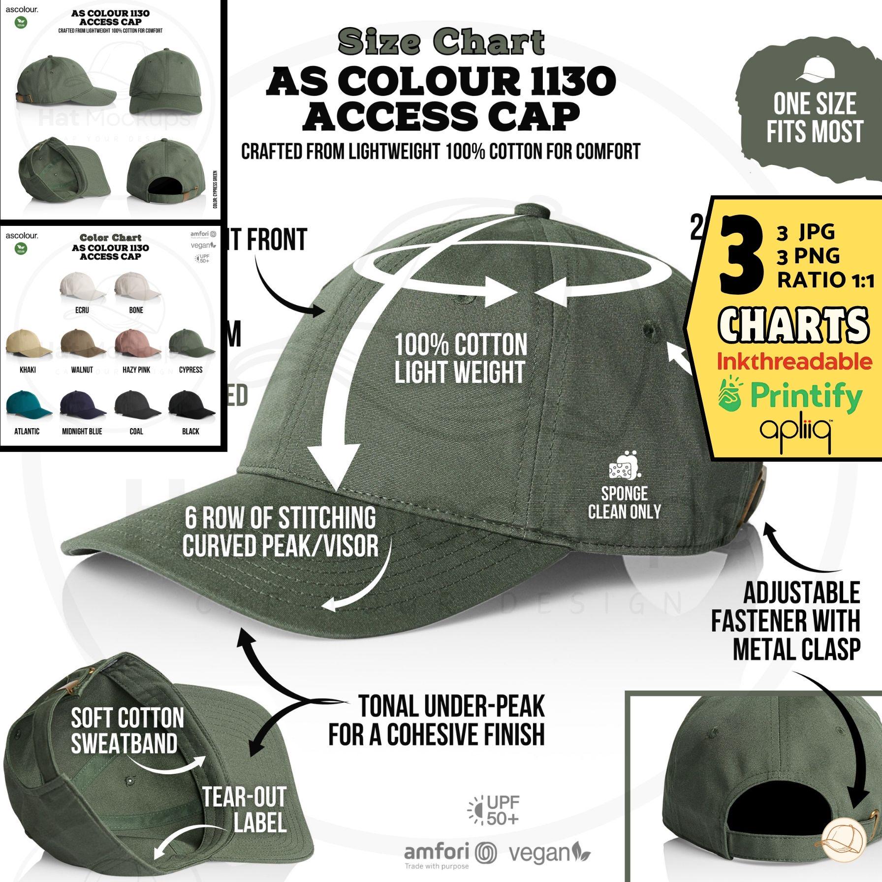 AS COLOUR 1130 Access Cap Size Chart Color Guide, AS1130 Product Specs ...