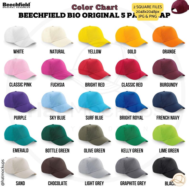 BEECHFIELD B10 Original Cap Size Chart Color Guide, 25 Colors (digital ...