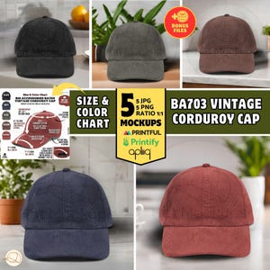 BA703 CORDUROY Cap Mockup Bundle, Big Accessories Vintage Cord Hat Kitchen Backdrop (Digital Download Jpg, Png)