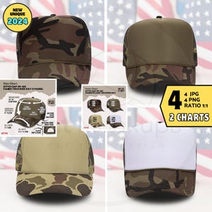 OTTO CAMO CAP Mockup Bundle Otto 39-165 Camo Trucker Hat Mockup, Camo Otto Trucker Cap Mockup,5 Panel Otto Cap 39165 Foam Camouflage Mockup