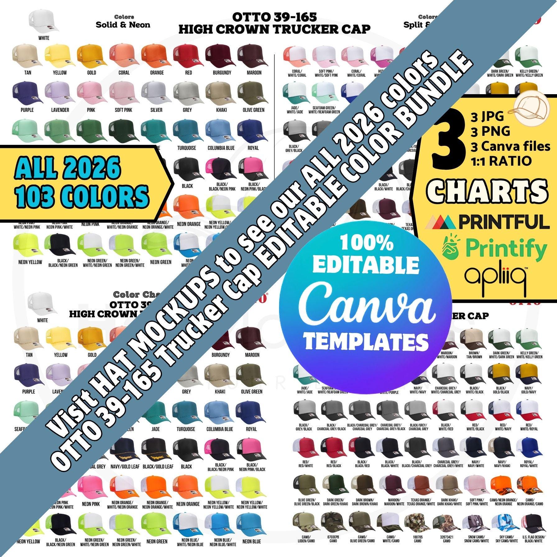EDITABLE Color Chart AS Colour 1114 Surf Cap 53 Colors, Canva Template ...