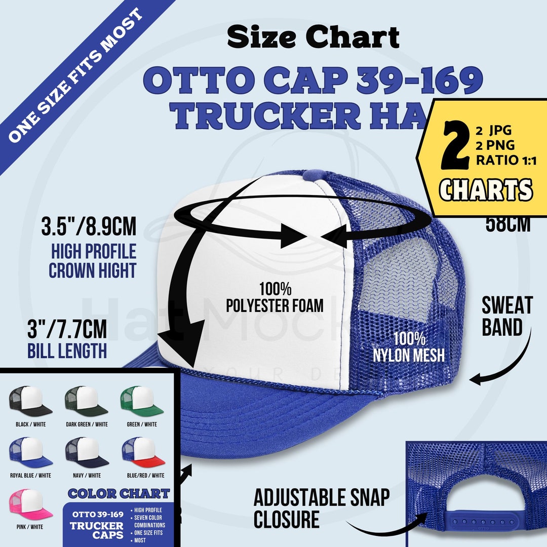 TRUCKER HAT Size Chart Otto Cap 39169 Trucker Cap Color Chart, Otto