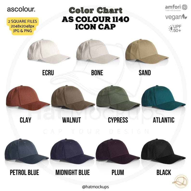 AS COLOUR 1140 Icon Cap Size Chart Color Guide, AS1140 Product Specs ...