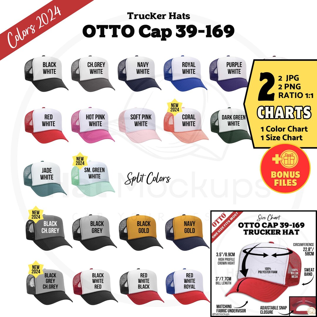 OTTO Cap COLOR CHART 39169 Otto Trucker Hat Color Chart, All Colors