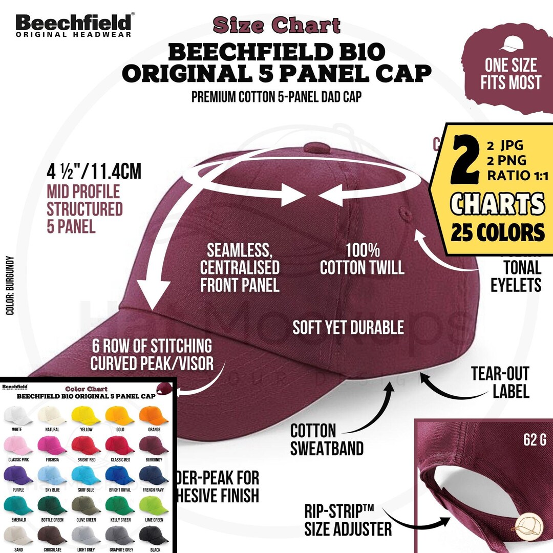 BEECHFIELD B10 Original Cap Size Chart Color Guide, 25 Colors (digital ...