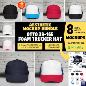 OTTO SCHAUMSTOFF TRUCKER Hut Mockup Bundle, Otto Cap 39-165 Trucker Hut Mockup Sammlung, minimalistische Otto Trucker Cap Mockup,Trucker Hut Vorlage