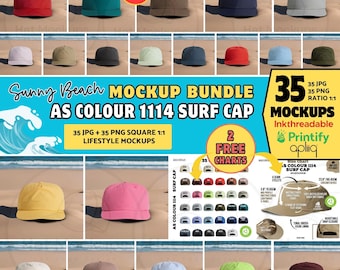 AS COLOUR 1114 Surf Cap Summer Mockup Bundle, Beach Hat Mockups, Digital Download (Jpg, Png)