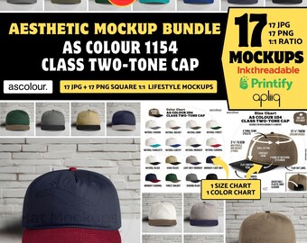 AS COLOUR 1154 Class Two-Tone Cap Mockup Bundle, Aesthetic White Brick Background (Digital Download Jpg, Png)