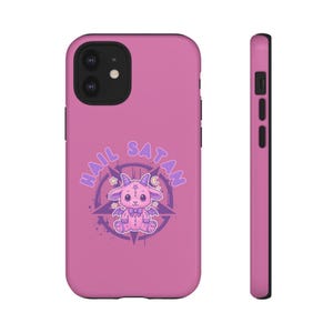 Pink Hail Satan Phone Case | Cute Goth Baphomet Cover for iPhone | Samsung | Pixel | Alternative Witchy Aesthetic