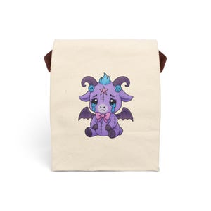 Kawaii Baphomet Lunch Bag | Cute Demon Goat Tote | Pastel Goth Occult Food Sack