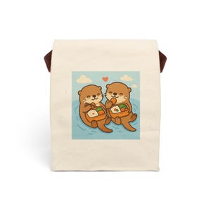 Kawaii Otter Lunch Bag | Cute Animal Canvas Tote | Reusable Snack Sack for Otter Lovers
