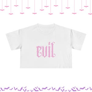 邪悪なクロップトップ | ゴシック美的シャツ | オルタナティブガールストリートウェアTシャツ | キュートなソフトグランジトップ | 女性用パステルゴス服