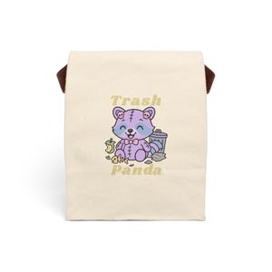 Trash Panda Lunch Bag | Cute Raccoon Canvas Tote | Kawaii Reusable Food Sack