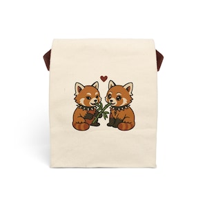 Goth Red Panda Lunch Bag | Cute Alt Canvas Lunch Tote | Pastel Goth Aesthetic