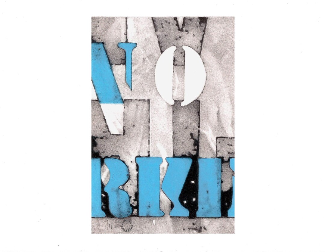 No Parking - Artist in Exile Series - Mixed Media Drawing - Etsy