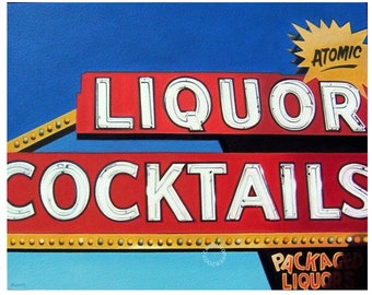 Atomic Cocktails - Acrylic Painting - Vintage Vegas Googie