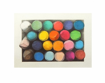 Stacked Pastels - Mixed Media Original Art