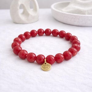 Rubin Armband 10mm – Boho Edelsteinarmband – Handgemachter Yoga Schmuck – Geschenk für Frauen