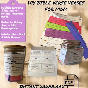 Pote digital com versículos bíblicos faça você mesmo, versículos bíblicos inspiradores para mães - versículos para impressão, incentivo para presente de Dia das Mães | SOMENTE download digital