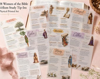 28 Women of the Bible Study Tip-Ins | Christian Journaling Cards (Physical Set)