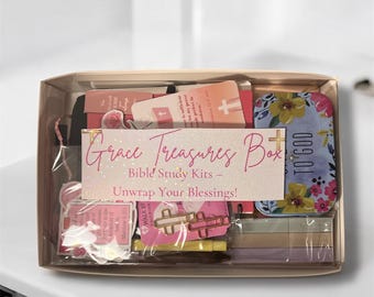 Grace Treasures Box – Mystery box, Christian Devotional pack for Bible Study & Journaling