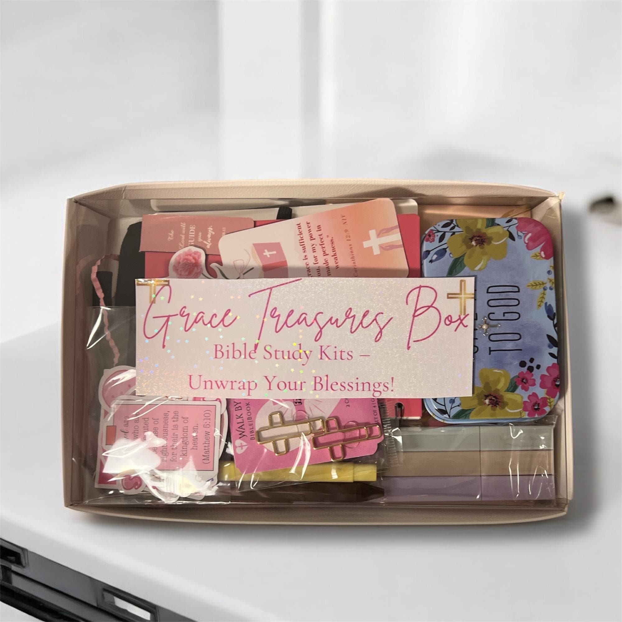 Grace Treasures Box – Scatola misteriosa, pacchetto devozionale cristiano per lo studio della Bibbia e la scrittura di un diario