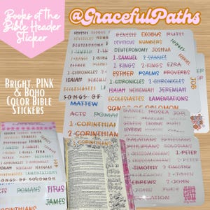 Pegatinas para encabezados de libros de la Biblia / Vinilo transparente, mate y brillante / Pegatinas para diario bíblico / Colores rosa, bohemio y brillantes