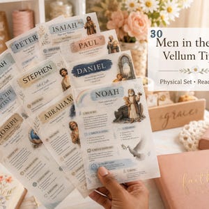 30 Men in the Bible Tip-Ins | Christian Journaling Cards (Physical Set)