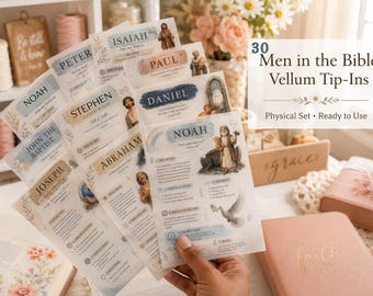 30 Men in the Bible Tip-Ins | Christian Journaling Cards (Physical Set)