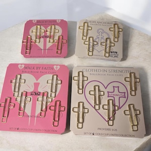 Juego de clips para páginas bíblicas de fe / Minimarcadores cristianos dorados / Regalo devocional bíblico / Clips para diario de estudio bíblico / Juego de 4 o 6