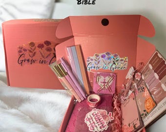 Kit di studio biblico &quot;Grow in Grace&quot;: scatola regalo cristiana rosa per donne e ragazze adolescenti