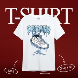 Legend Blue 11s Sneaker Match Shirt, tropfende Schuhe Grafik Tee, stylischer Streetwear Look, Sneakerhead Geschenk