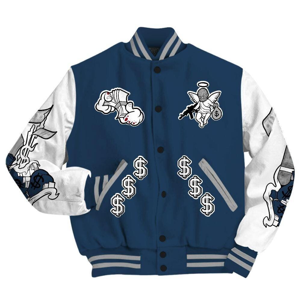 Discover Dunkare Retro French Blue 2025 12s Varsity Jacket - Ones Move In Silence All Over Print