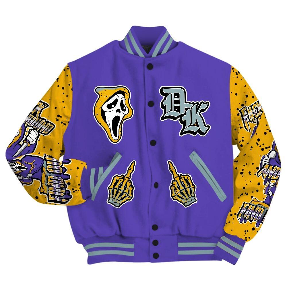Discover Imperial Purple 4s Varsity Jacket, Printed F#CK And Find Out Graphic