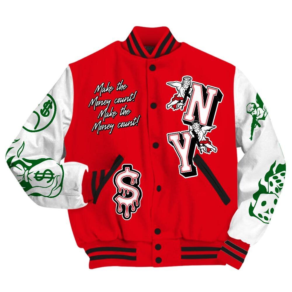 Discover Varsity Jacket Match Chicago 13s, Printed Paid In Full Money Graphic